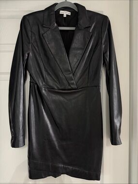 Express Black Faux Leather Blazer Dress Jacket